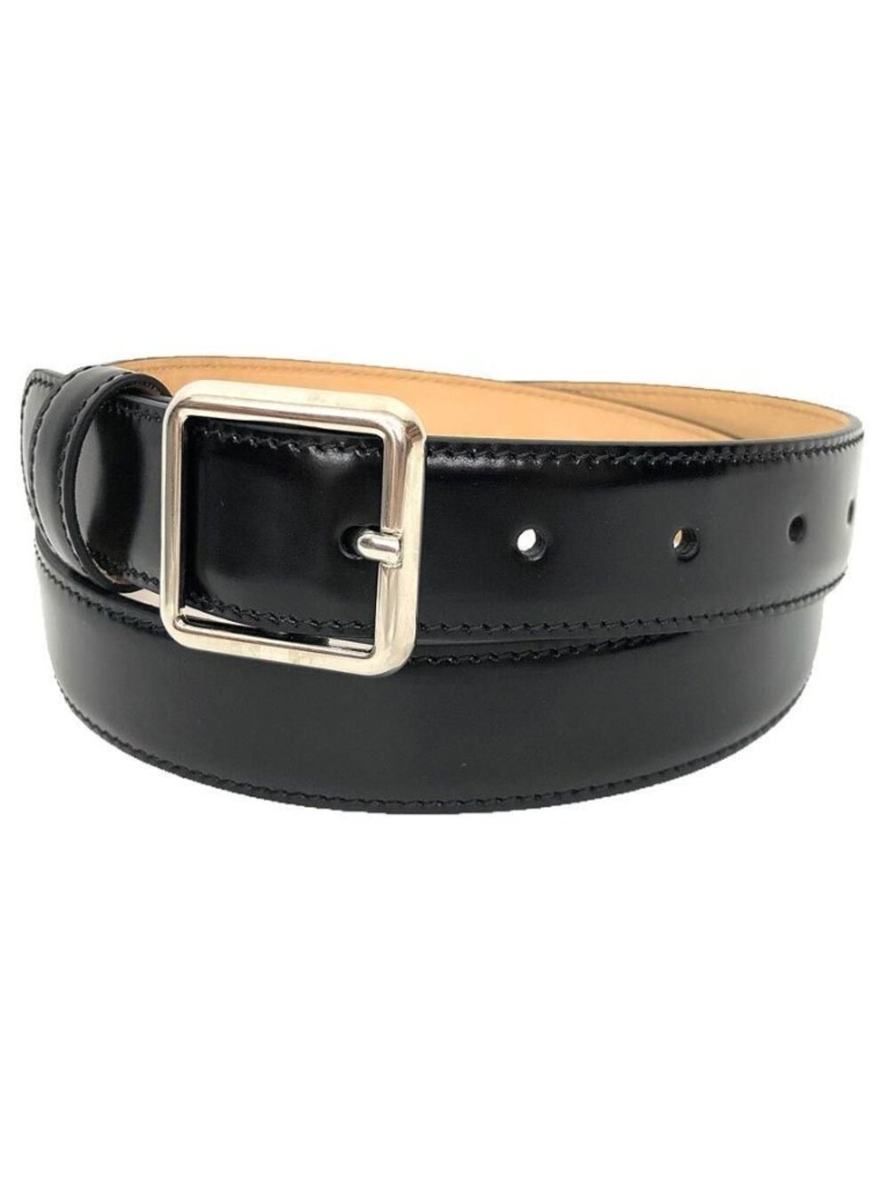 Balenciaga Square Buckle Leather Belt 85 Black Vintage